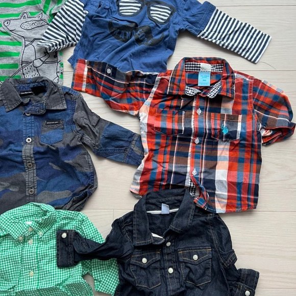 Set of  9 Long Sleeve Button Shirts Baby Boy ( Varies 6-18 months ) - Picture 2 of 3